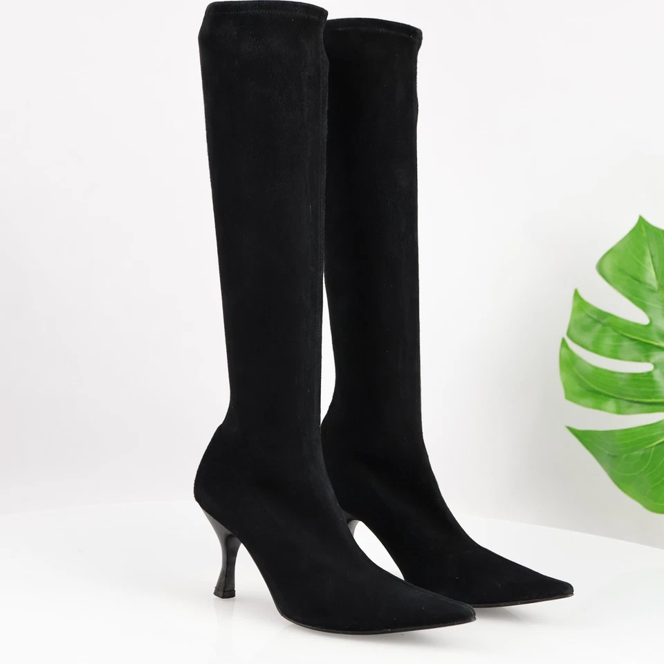 Botas Sergio Rossi para mujer talla 37,5 gamuza hasta la rodilla punta hechas en Italia Foto 2 de 4