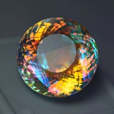 Natural Mystic Topaz Rainbow Color Round Cut Certified 52.00 Ct Loose Gemstone