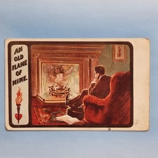 Comic Postkarte 1910 Kaminsessel alte Flamme von mir Inter-Art Artcolor