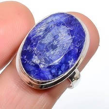 Sapphire Gemstone Band Ring Size 925 Sterling Silver