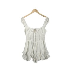 Urban Outfitters Cora Ruffle Skort Playsuit Babydoll Romper White Grunge XS