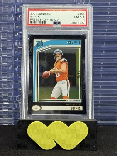 2024 Panini Donruss - Rated Rookie Black Press Proof #369 Bo Nix /10 (RC) PSA 8
