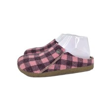 Birkenstock Zermatt slippers US 7 Womens pink Plaid New Zealand Lamb Fur Lined