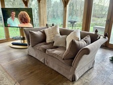 Knole / knowle Style roll arm Drop End 3 Three Seater Sofa  with finials & ropes