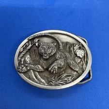 Vintage Belt Buckle Circa 1895 Mountain Lion Bergamot Brass Works