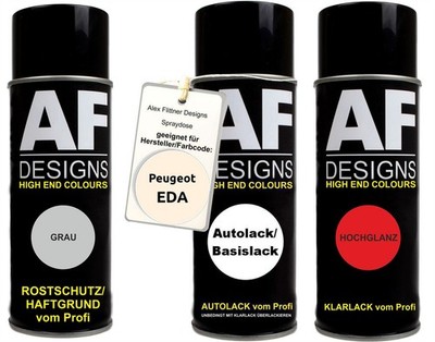 Spraydose Set für Peugeot EDA Beige Jamaica Autolack Klarlack Grundierung Sprayd