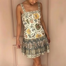 Zimmermann Edie Dress Size 0 / 8 AU / 4 US Mini Tie Shoulder Linen Floral