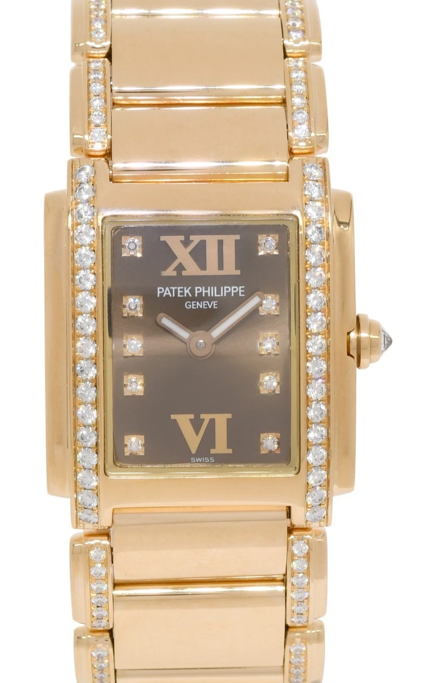 Patek Philippe — Patek Philippe Twenty-4 18k Rose Gold & Diamond Chocolate Ladies Watch 4908/30R
