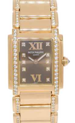 Patek Philippe Twenty-4 18k Rose Gold & Diamond Chocolate Ladies Watch 4908/30R