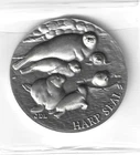 HARP SEAL BY LONGINES SYMPHONETTE STERLING SILVER ROUND HR ANTIQUE FINISH 35.5g