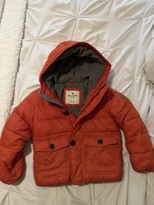 Abercrombie and Fitch Boys Orange Puffer Jacket Size 5/6 Hood fleece inside