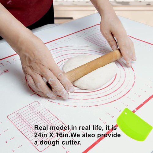 Premium Large 24" x 16" Silicone Baking Mat | Non-Slip Pastry & Dough Mat wit... - 第 4/7 張圖片