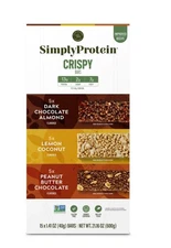 SimplyProtein Crispy Bars, 15 Bars, 21.16 oz, Variety Pack: 5 x Dark Chocolate