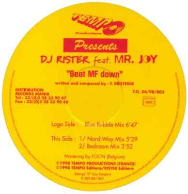 Fred Rister Feat. Mr. Joy Beat MF Down Vinyl Single 12inch Tempo Productions