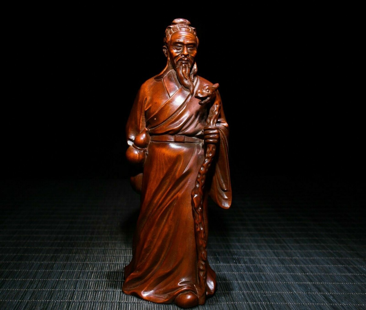 7.2'' China Wood Statue natural old Boxwood Hua Tuo Statue | eBay
