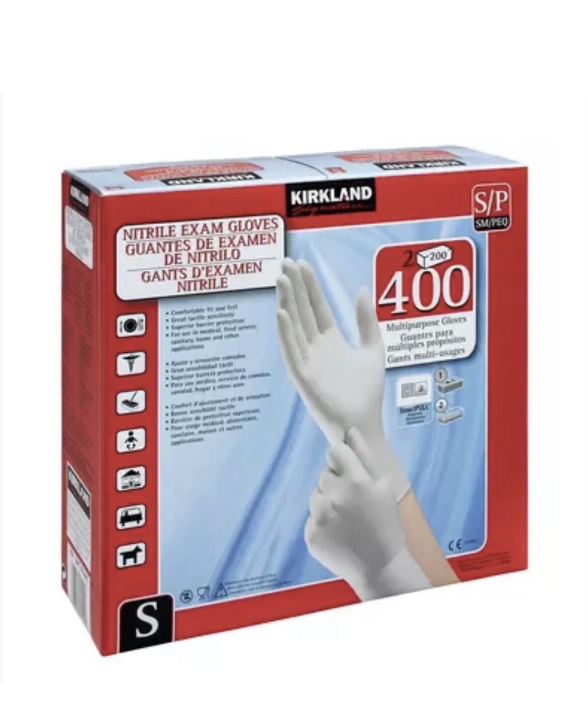 Kirkland Signature LatexFree Nitrile Exam Gloves, Size S 400 Count