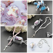 12pcs 10" String Bracelet Rosary Baptism Favors with Cross for boy or girl baby