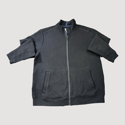 Tommy Bahama Jacket Mens M Black Luxe Quilted Ribbed Full Zip Bomber