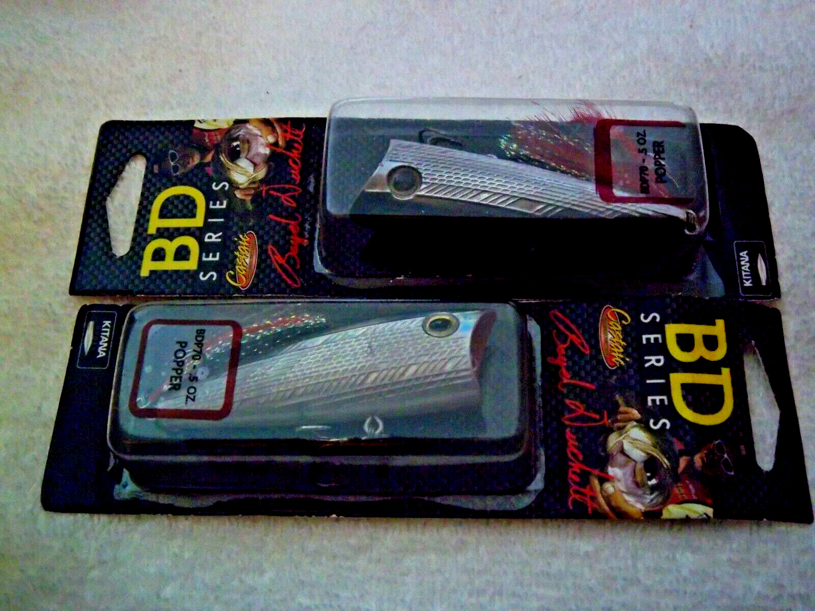 GET-2-Boyd Duckett Topwater Poppers BD70 / 2 3/4" & 1/2 oz IN CHROME BLACK BACK - Image 2