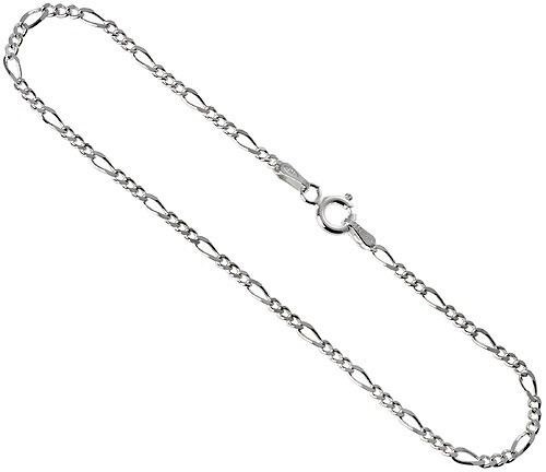 "Collar de cadena Figaro plata esterlina 925 2,3 mm 16", 18", 20", 22", 24" - Imagen 1 de 1