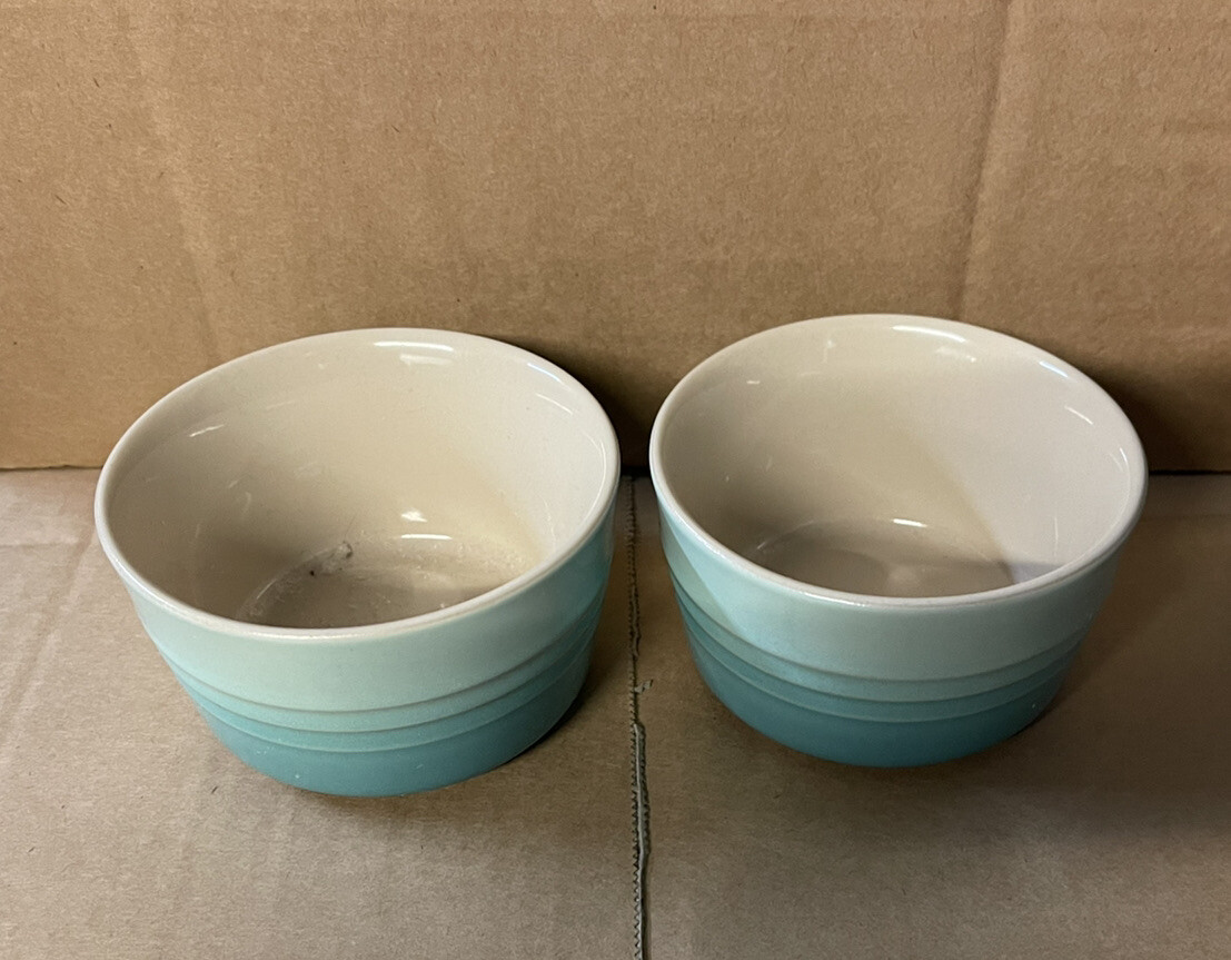 2 X Le Creuset Stoneware Large Ramekins Baking 240ml - Cool Mint