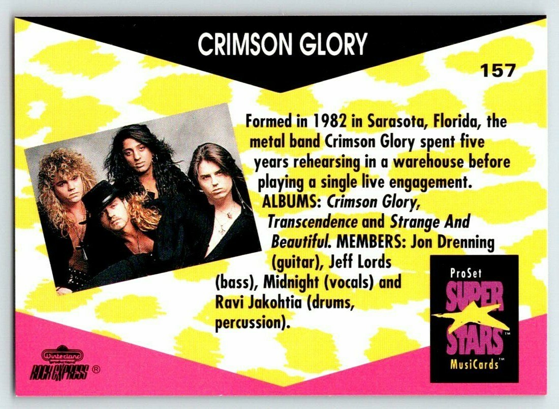 CRIMSON GLORY #157 Super Stars MusiCards Pro Set Trading Card B103