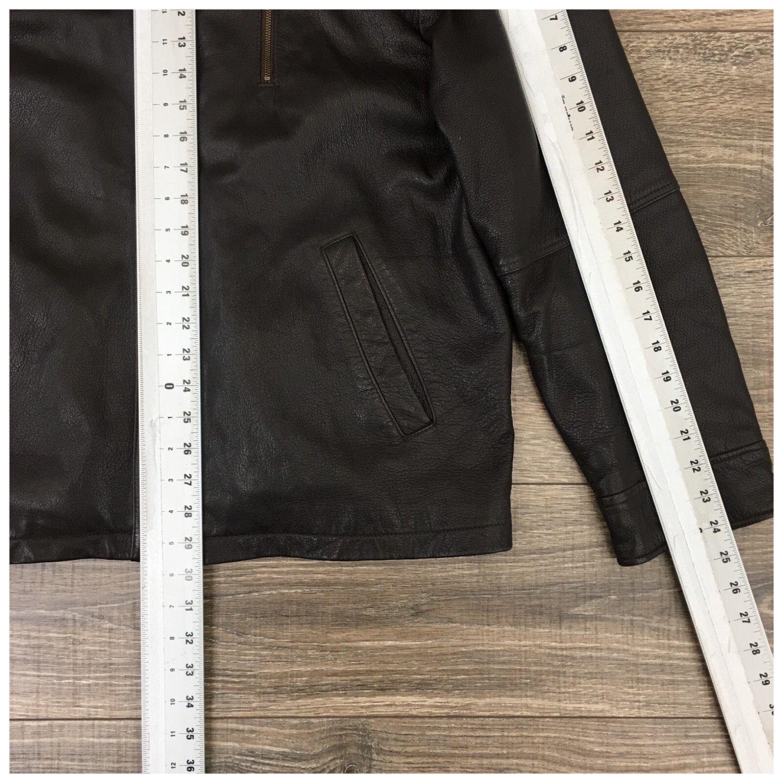 Basic Options Mens Leather Jacket Biker Size L Br… - image 12