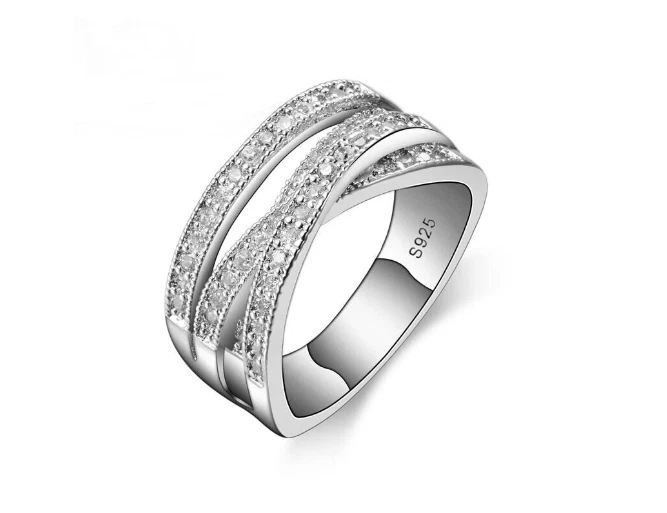 Women s 925 Sterling Silver Rings Rhinestone Wedding Elegant Ring