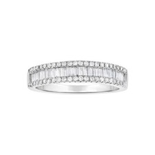 1/2ct Natural Baguette  Round Diamond Wedding Band Ring 10K White Gold