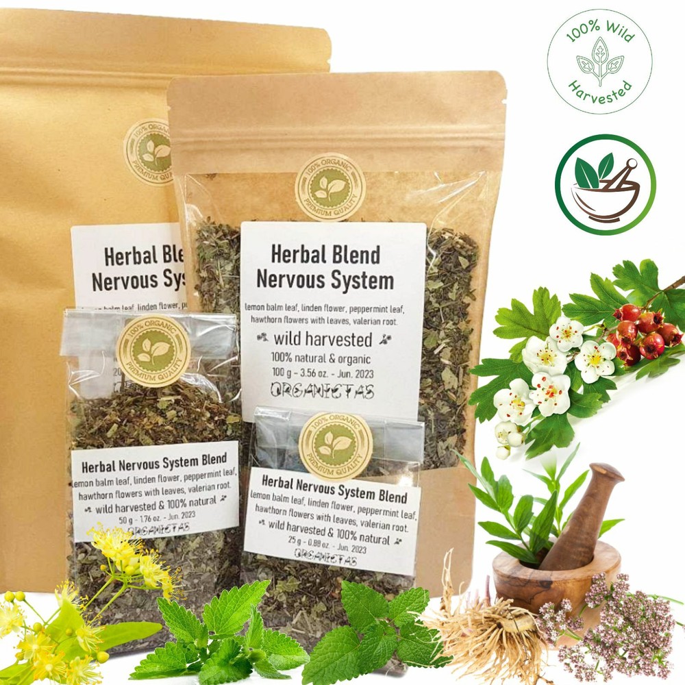 Organic Herbal Tea Blend for Nervous System Health Anti-Stress Insomnia Anxiety