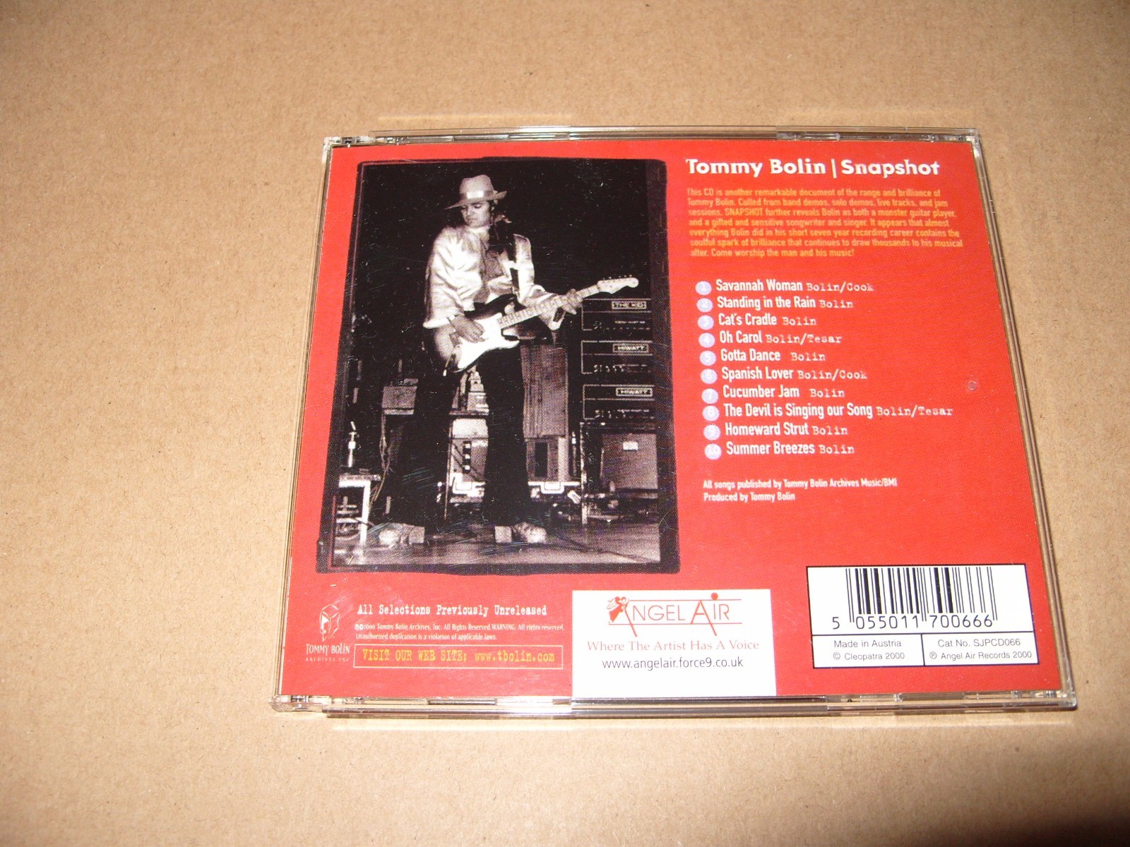 Tommy Bolin -  Snapshot cd 10 tracks 2000 cd Ex / inlays Vg