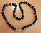 14K YELLOW GOLD BEADS & BLACK ONYX 8MM BEADS STRAND NECKLACE SAFETY CLASP -19.5" — photo 4
