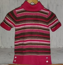 Gymboree Parisian Chic Pink Brown Gold Stripe Sweater Tunic Size M 7-8 *W24
