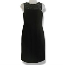 Calvin Klein Dress Womens Size 2 Black Lace Round Neck Sleeveless Classic Dressy