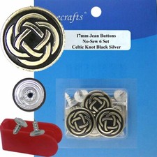 17 mm No-Sew Replacement Jean Tack Buttons  72F41  6 CT. w/Tool