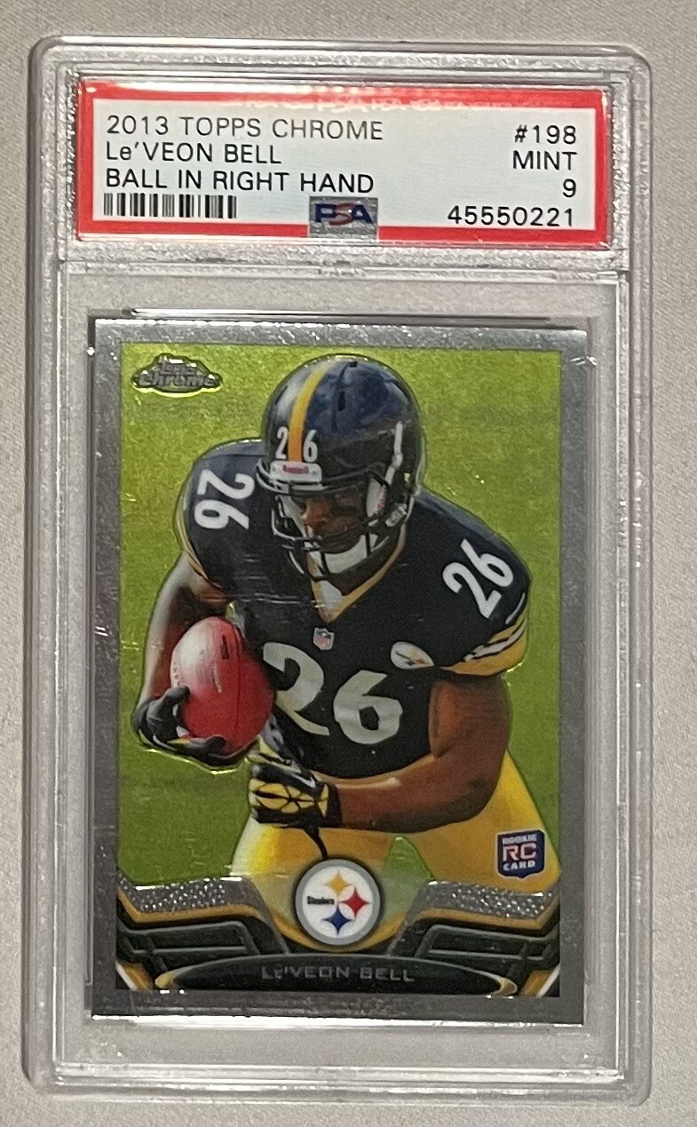 2013 Topps Chrome Le'Veon Bell BALL IN RIGHT HAND ROOKIE RC #198 PSA 9 MINT