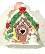 Holiday Gingerbread House Candle Holder Porcelain Votive/Tea light 6" Glittered