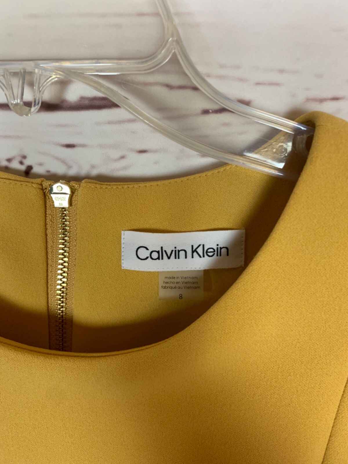 Calvin Klein Women's Size 8 Mustard Yellow Short Sleeve Cute Sheath