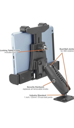 iBOLT Tabdock Dock’n Lock Bizmount -heavy Duty Drill Base Mount 7”-10” Tablets - Picture 2 of 5