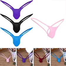 Men T-Back Jockstrap Micro Pouch String Thong Underwear Low Rise Bikini Brief