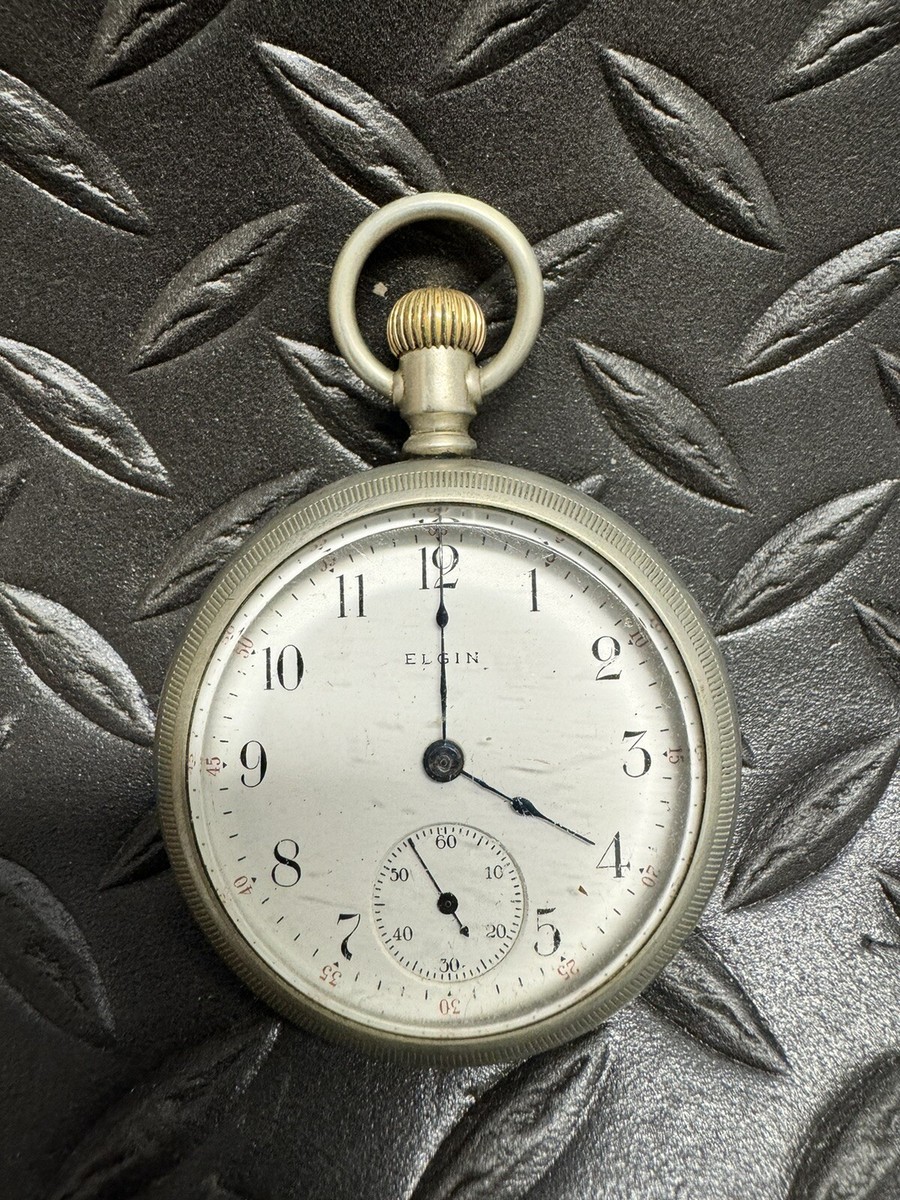 ELGIN POCKET WATCH 17 Jewels 1910 18s Silverode Does Not Run Needs