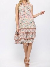 Women’s Small Ruffle neckline Sleeveless Casual Dress with Ruffle 