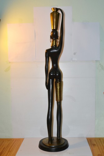 ANTICA SCULTURA NUBIANA STILE KARL HAGENAUER BRONZO ART DECO AFRICANA BLACKAMOOR - Foto 6 di 12