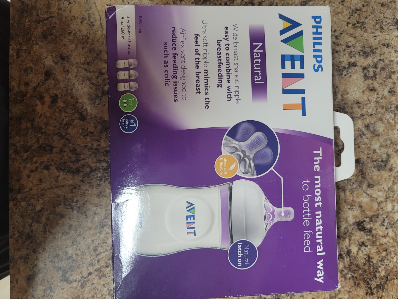 PHILIPS AVENT NATURAL WIDE NECK BABY BOTTLES 3-PACK 9 OZ/260 Blue ...