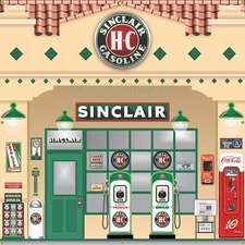 SINCLAIR HC GAS SERVICE STATION SCENE BANNER SIGN GARAGE ART MURAL VARIOUS SIZES