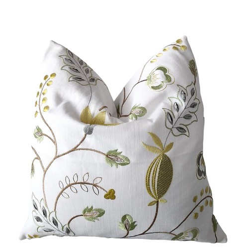 Decorative Set Of 2 Floral Pattern Embroidered Cushion Covers 45x45cm - Picture 7 of 9