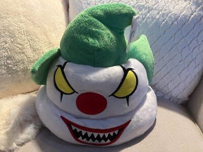 Poop Emoji Hat Scary Clown Plush Six Flags Halloween Killer Clown NWT RARE