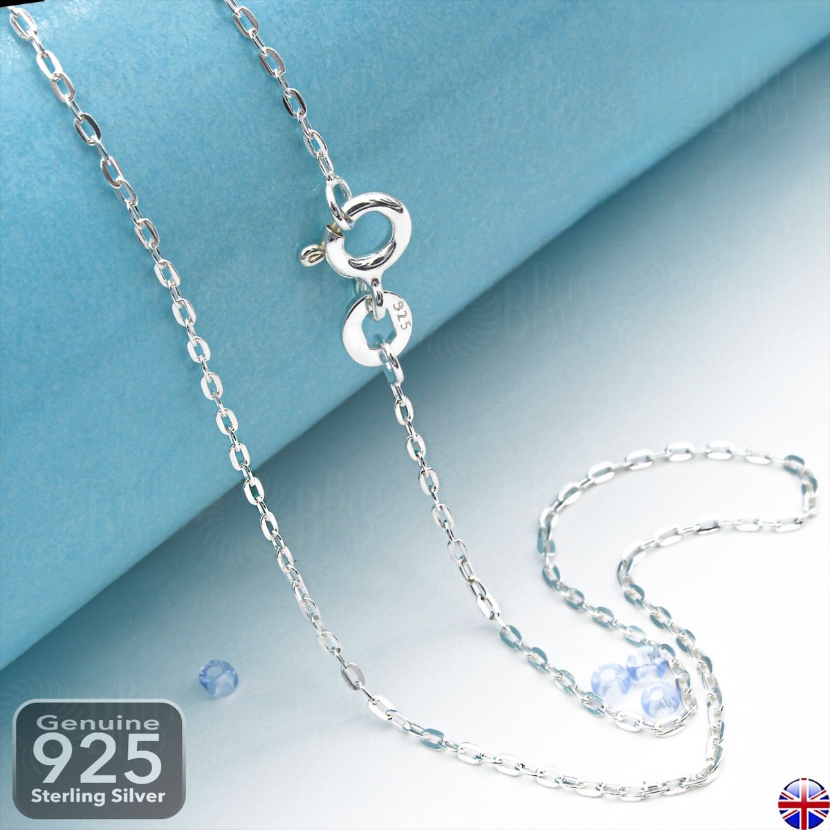 925 Sterling Silver Diamond Cut Cable Trace Chain Necklace 16–22″ Nickel  Free