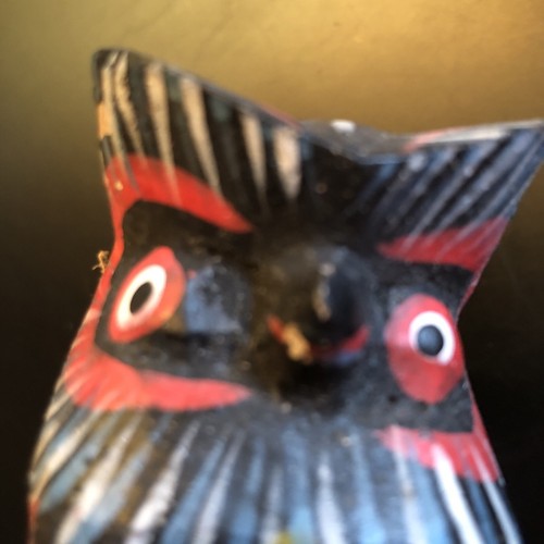 Vintage Eule Holzschnitzerei Figur Handarbeit handbemalt! Indianer ? Holz bezaubernd! - Bild 4 von 10