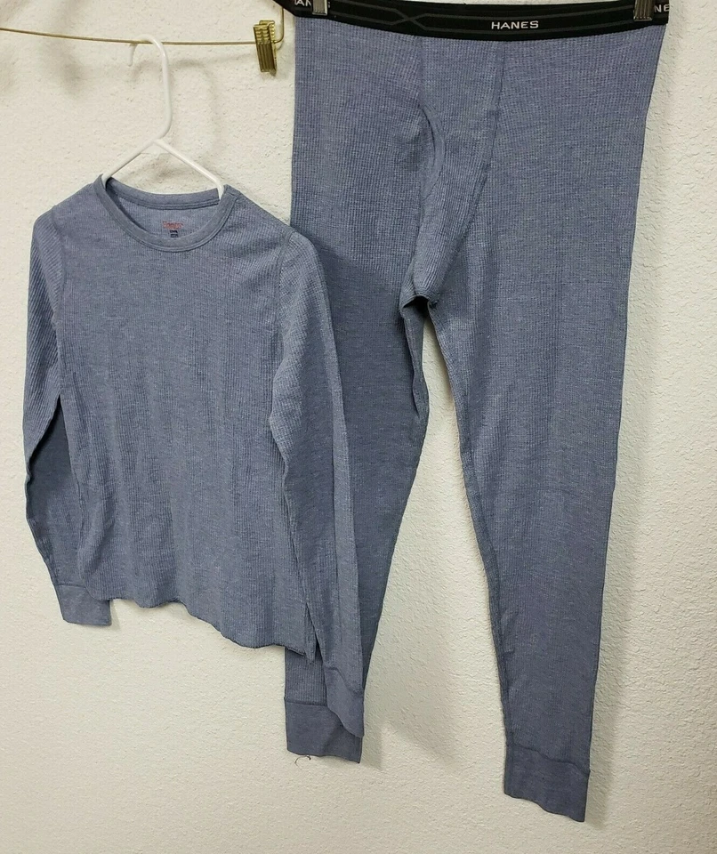 Juego de ropa interior térmica Hanes Big Boys, azul jaspeado, grande 14-16 Foto 2 de 4